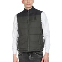 U.S. Polo Assn. Olive Regular Fit Colour Block Jackets-picture-0
