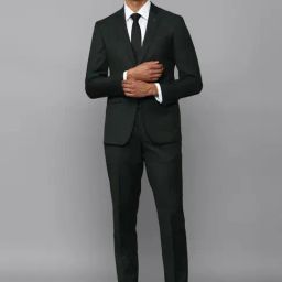 Men Black Slim Fit Solid Formal Two Piece Suit-picture-32