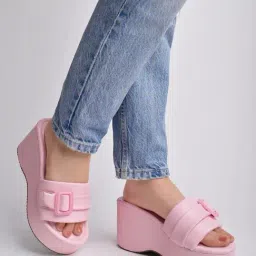 Shoetopia Women's Pink Casual Wedges-picture-23