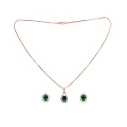 Saraf RS Jewellery Emarald Green AD Solitaire pendant Locket Set with Earrings and Chain-image-29