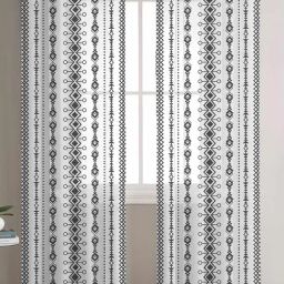 Stitchnest Grey Sheer Semi Transparent & Light Filtering Door Curtain - 9 ft-12