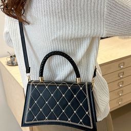 LULU & SKY Textured PU Structured Handheld Bag with Quilted image 2