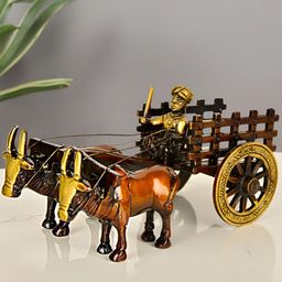 StyleMyWay Gold-Toned And Black Bullock Cart Figurine Showpiece-image-62