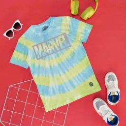 Pantaloons Junior Blue & Green Cotton Printed T-Shirt-image-101