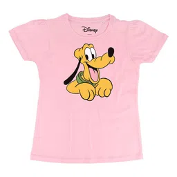Disney by Wear Your Mind Girls Pink & Mustard Pluto Printed Pure Cotton Top-image-98