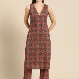 anayna Women Ethnic Motifs Printed Regular Kurta with Trousers-picture-9