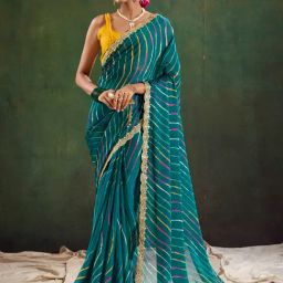 Saree Mall Blue Embellished Sarees With Unstitched Blouse-image-40