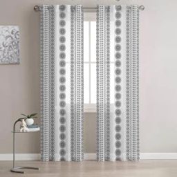 Stitchnest Grey Sheer Semi Transparent & Light Filtering Door Curtain - 7 ft-23
