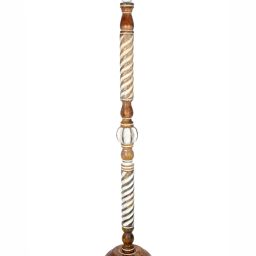 Homesake Rustic Walnut Wood Floor Lamp Multicolor Fabric Shade with Twisted Ropes & Bird Accent image 3
