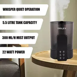 ORILEY Ultrasonic Cool Mist Humidifier With Remote Control and Digital LED Display 5.5 L Capacity 22 W Corded Electric Black, 2113 image 2