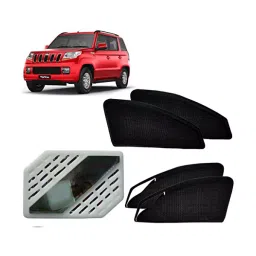 Auto Pearl Car Zipper Magnetic Sun Shades (Set of 4 Pcs) with Free Car Air Freshener for TUV300-21