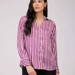 Fablestreet Maroon Striped Shirt-image-72