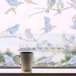 INDIAN ROYALS 22-Pcs Blue & Pink Birds Electrostatic Glass Waterproof Wall Sticker-40