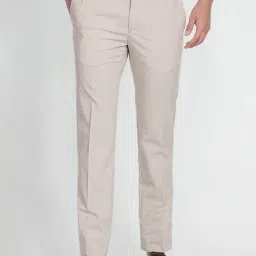 Arrow Beige Regular Fit Checks Trousers-picture-10