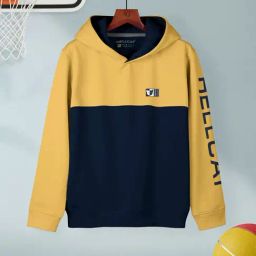 HELLCAT Kids Mustard & Navy Color Block Full Sleeves T-Shirt-picture-46