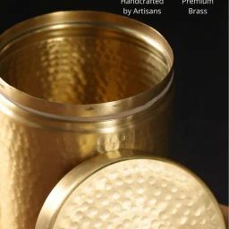 Peepul Tree Gold Brass Hammered Jar With Lid For Tea, Sugar & Spice (450ml) image 5