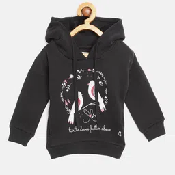 Gini and Jony Infant Girls Black & White Conversational Print Hooded Sweatshirt-image-62