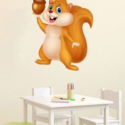 rawpockets Orange & Brown Cute Squirrel Wall Sticker-image-4