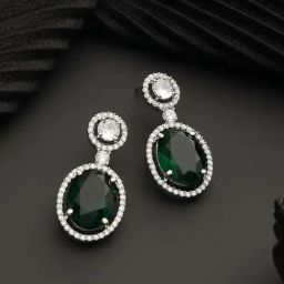 Saraf RS Jewellery Green AD Studded Designer Drop Earrings-24