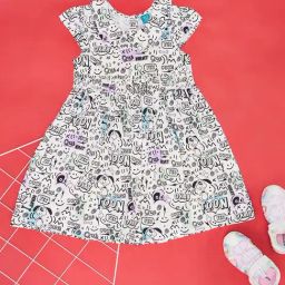 YU by Pantaloons Girls White & Grey Printed Casual Dresses-image-63