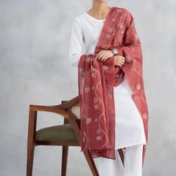Fabindia Red Embroidered Dupatta-image-49