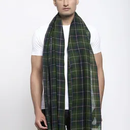 Calvadoss Men Green & Blue Checked Sustainable Muffler-picture-37