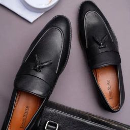 Louis Stitch Men's Jet Black Mocassin Shoes-image-60