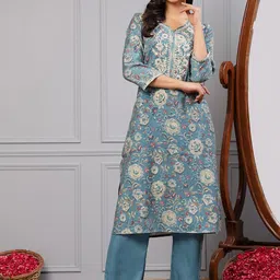 Nayam By Lakshita Floral Embroidered Kurta With Palazzos-29