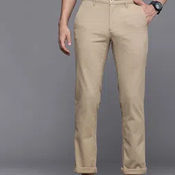 Louis Philippe Sport Men Khaki Textured Comfort Slim Fit Trousers-image-40