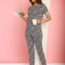 Gracit Grey & White Cotton Printed Top With Pyjamas image 3