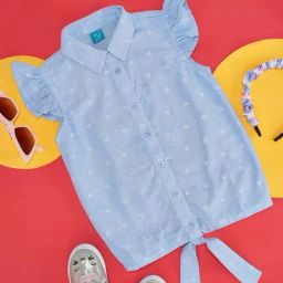 YU by Pantaloons Kids Blue Cotton Printed Top-image-60