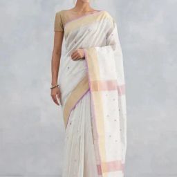 Fabindia Off White Woven Design Sarees-picture-16