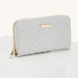 Forever Glam by Pantaloons Grey Textured Medium Zip Around Wallet for Women-26