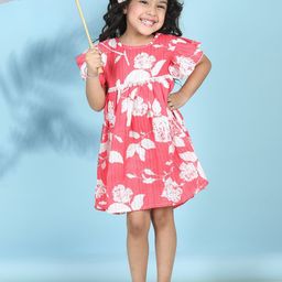 Cutiekins Floral Print Flutter Sleeve Fit & Flare Midi Dress-12