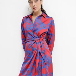 RAREISM Red Cotton Blend Printed Long Sleeves Dress-image-14
