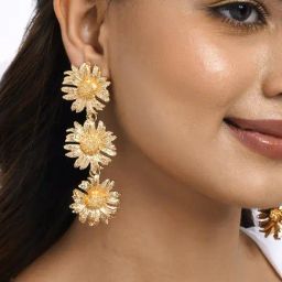 Joker & Witch Cyclamen Gold Earrings for Women-image-81