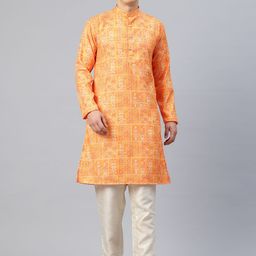 Luxrio Men Ethnic Motifs Printed Kantha Work Kurta-picture-19