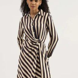 United Colors of Benetton White & Navy Striped Shirt Dress-picture-19