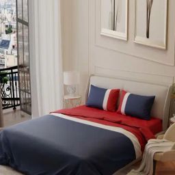 Stoa Paris Urbain Boulevard Blue 150 GSM Sateen Tricolor King Comforter with 2 Pillow Covers-image-4