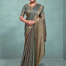 Saree Mall Blue Woven Sarees With Unstitched Blouse-image-44
