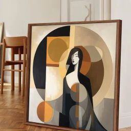 Art Street Grey Large Framed Women Abstract Canvas Painting-14