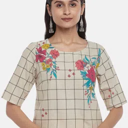 AKKRITI BY PANTALOONS Off White Checked Top-picture-16