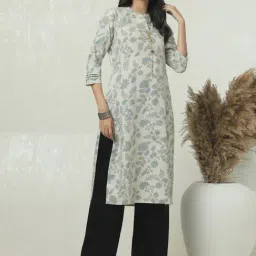 Soch Beige Linen Regular Fit Floral Print Kurtas-image-23