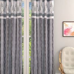 ROMEE Grey & White Single Room Darkening Door Curtain-81
