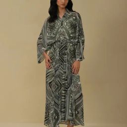 aarke Ritu Kumar Green Printed Maxi Dress-image-89