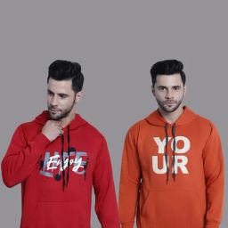 Vimal Jonney Red & Orange Regular Fit Printed Hooded Sweatshirt - Pack of 2-picture-12