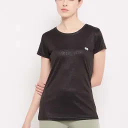 Clovia Black Regular Fit Sports T-Shirt-image-8