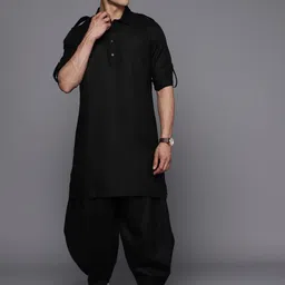Inddus Pathani Linen Blend Kurta with Dhoti Pants-picture-41