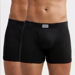 Jockey 8008 Black Super Combed Cotton Boxer Briefs with Ultrasoft Concealed Waistband - Pack of 2-image-88