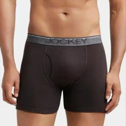 Jockey 8009 Dark Brown Super Combed Cotton Rib Boxer Briefs with Ultrasoft Waistband-image-96